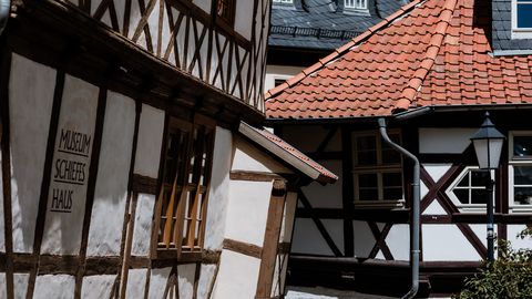Fachwerkdetail am Museum Schiefes Haus in Wernigerode